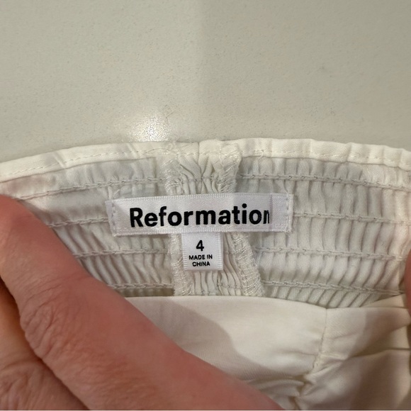 Reformation x Anthropologie Radish Puff Sleeve Ruched Top Womens 4 White ZipBack - Picture 9 of 13